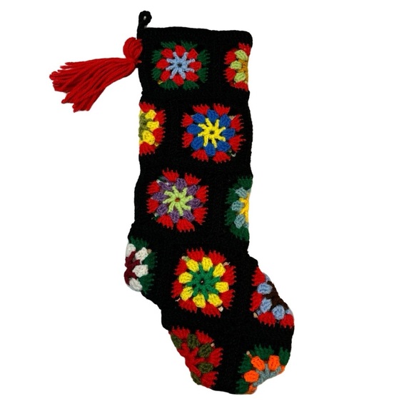 Vintage Crochet Patchwork Stocking Handmade - Picture 2 of 5